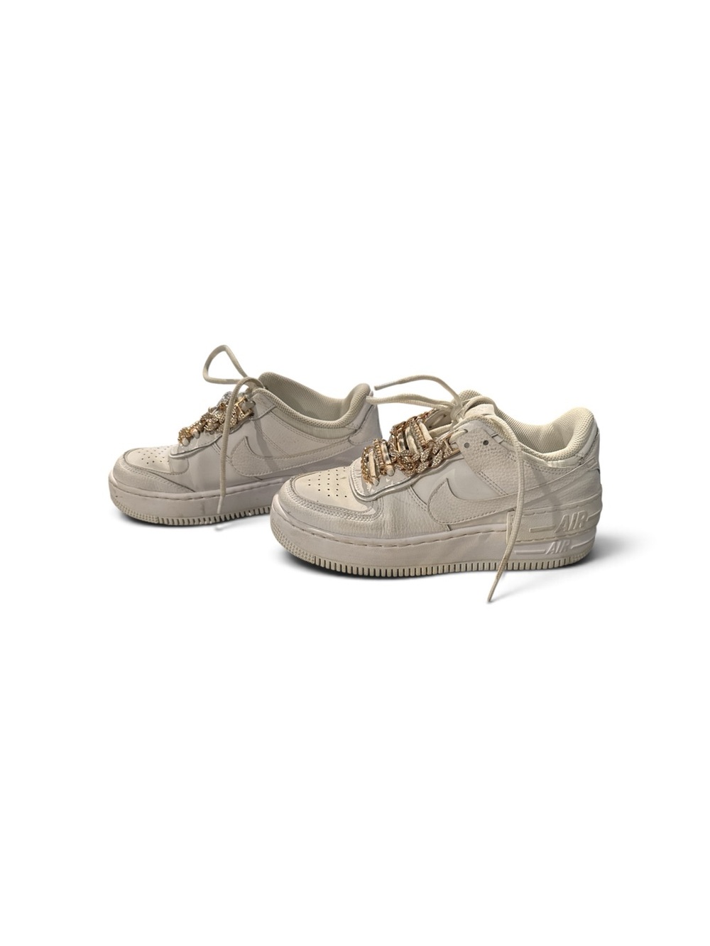 Nike Air Force 1 Shadow Women’s Sneakers — White with Gold Accents - Picture 10 of 11